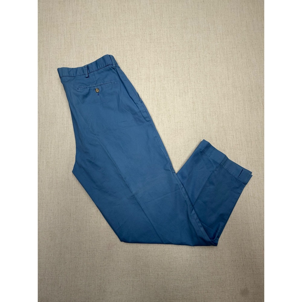 VTG Polo Ralph Lauren Mens Blue Chino Pants 35x30 Straight Leg Cotton Trousers